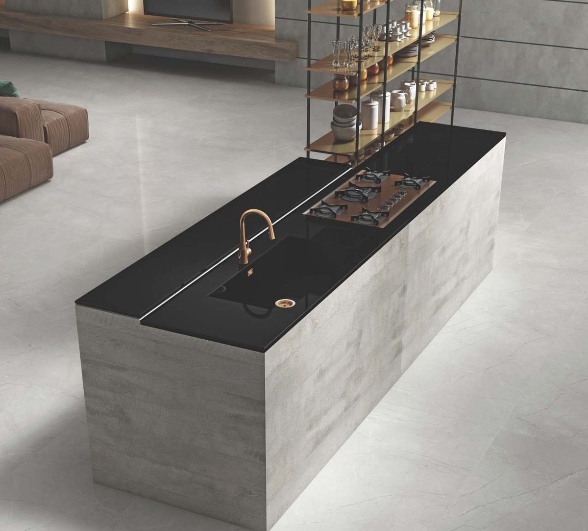 Absolute Black porcelain worktop surface