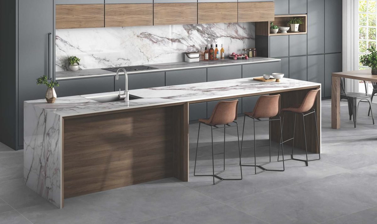 Calacatta Rose porcelain worktop surface