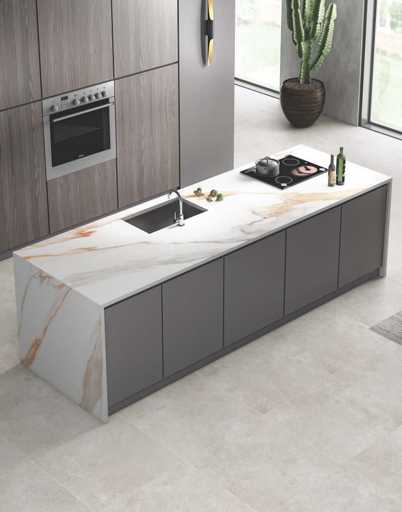Calacatta Sun porcelain worktop surface