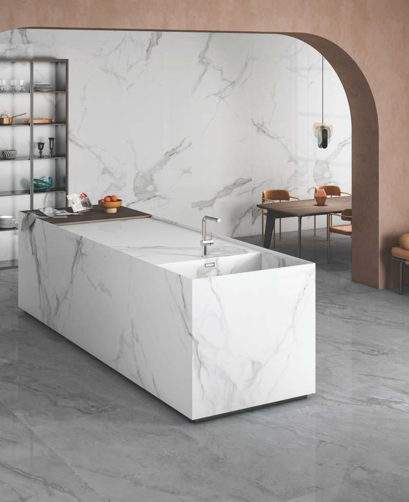 Calacatta porcelain worktop surface