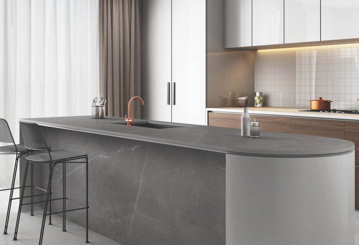 Pietra Grey porcelain worktop surface